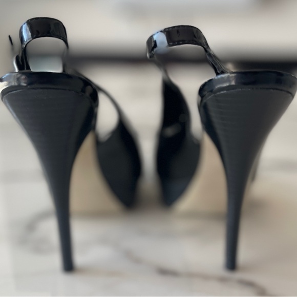 Enzo Angiolini Black Patent Platform Slingbacks unworn - Picture 8 of 12